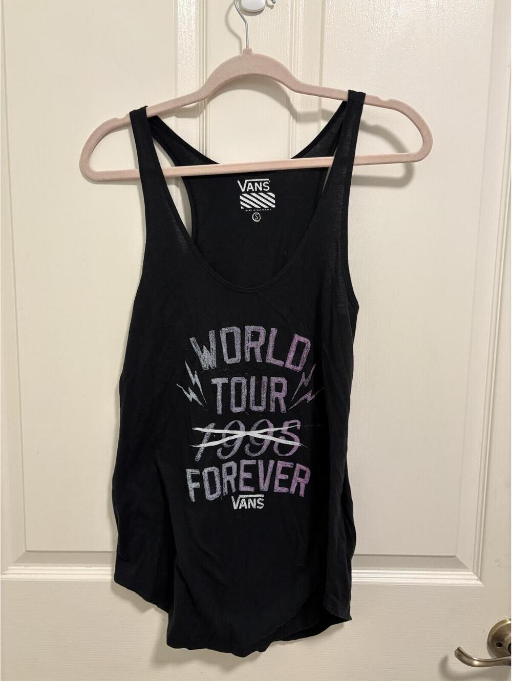 Vans Black Racerback Tank Top World Tour Forever Graphic Size Small